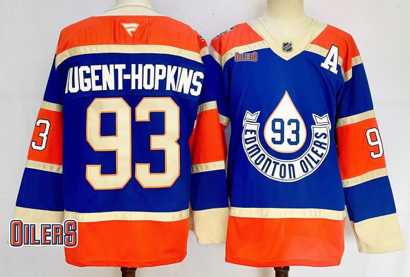 Men Edmonton Oilers 93 Nugent-Hopkins Blue Fanatics 2025 NHL Jersey style 4